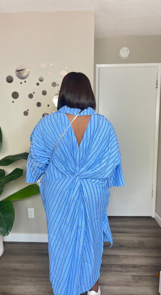 Stoned shirtdress with open back