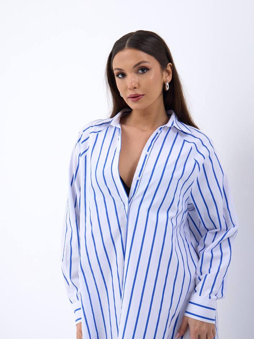 Buttoned slide slit shirtdress
