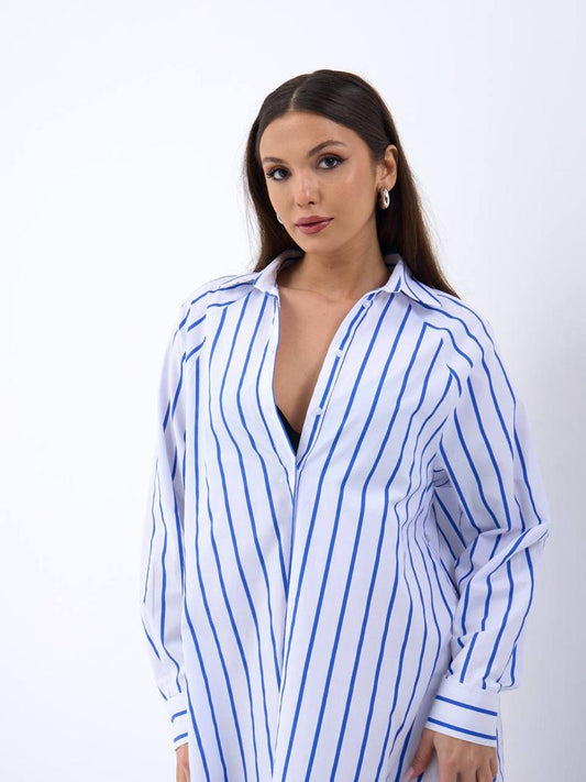 Buttoned slide slit shirtdress