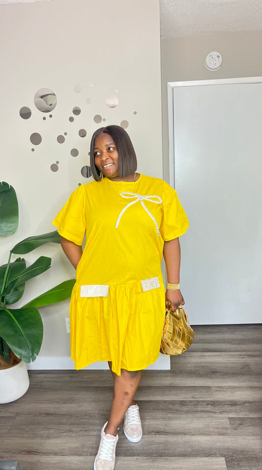 Bow detailed short dress