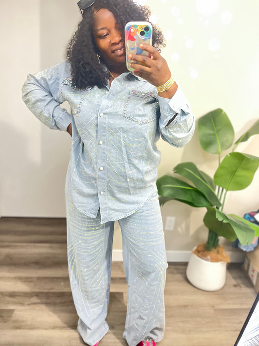 Stoned denim 2pc set