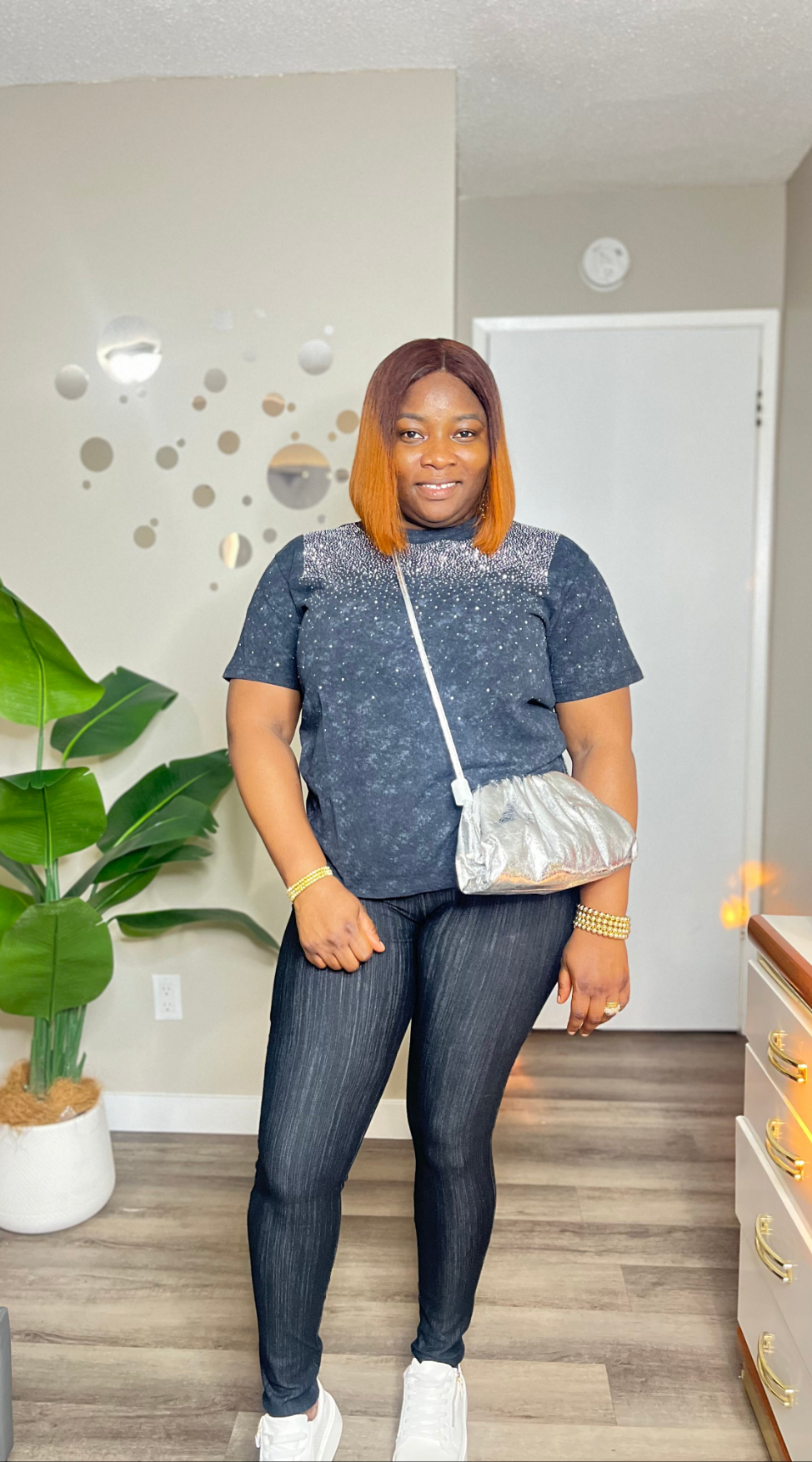 Blinged stone wash tshirt