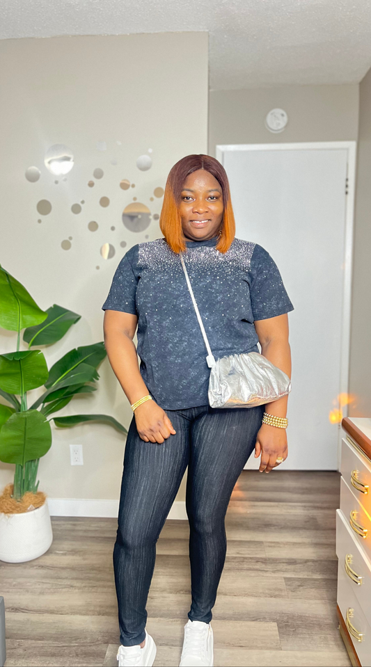 Blinged stone wash tshirt