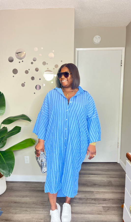 Stoned shirtdress with open back