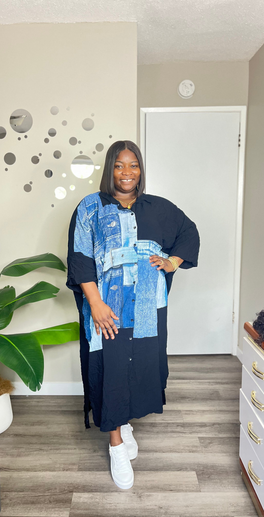 Denim illusion shirtdress
