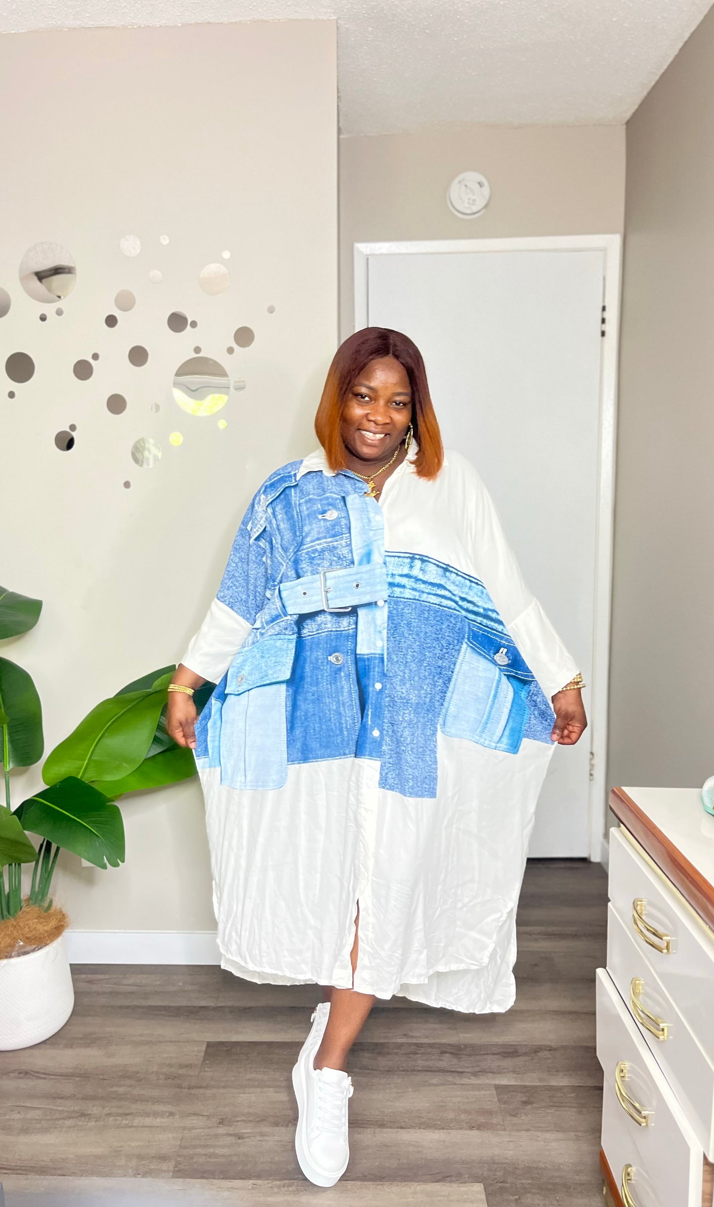 Denim illusion shirtdress