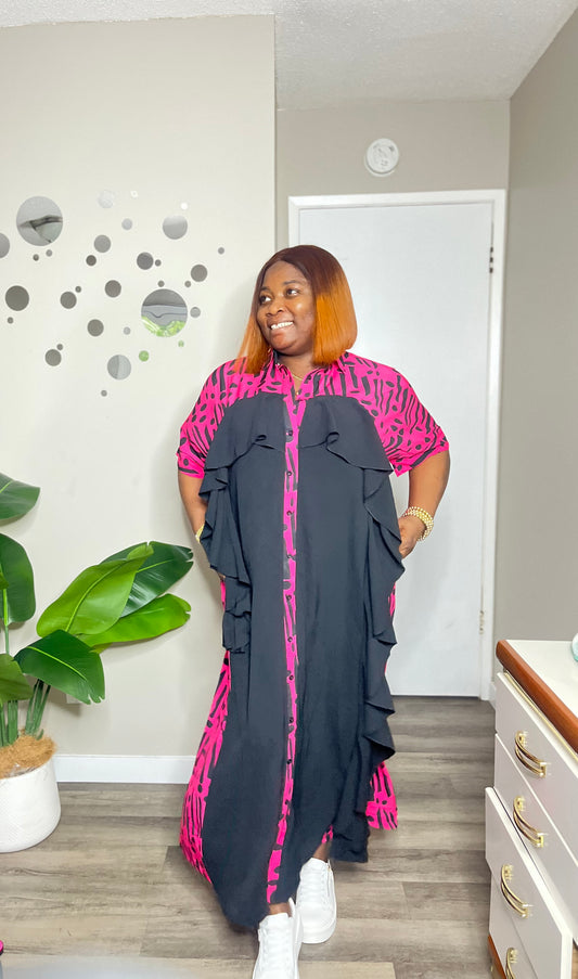 Frill detail shirtdress