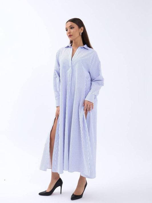 Buttoned slide slit shirtdress