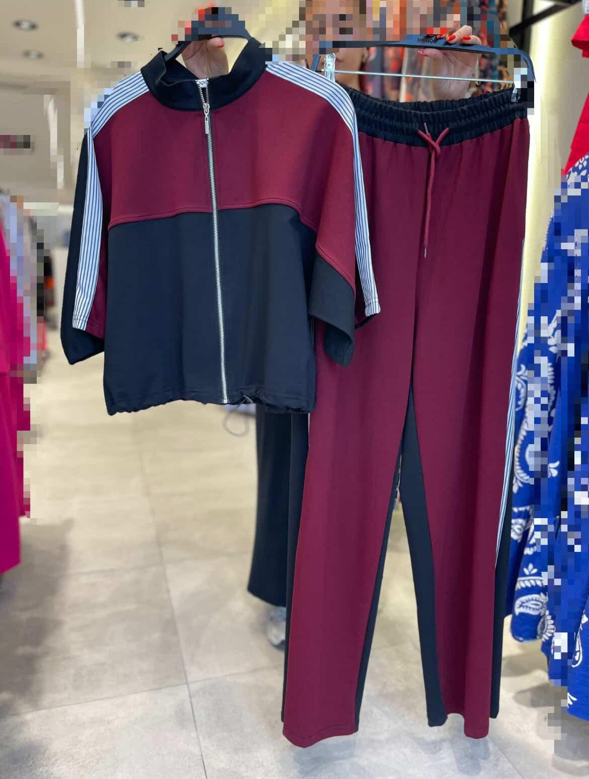 Stylish plain and stripes 2pc set