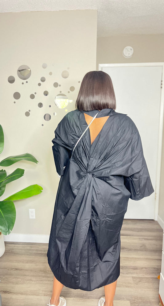 Stylish open back shirtdress