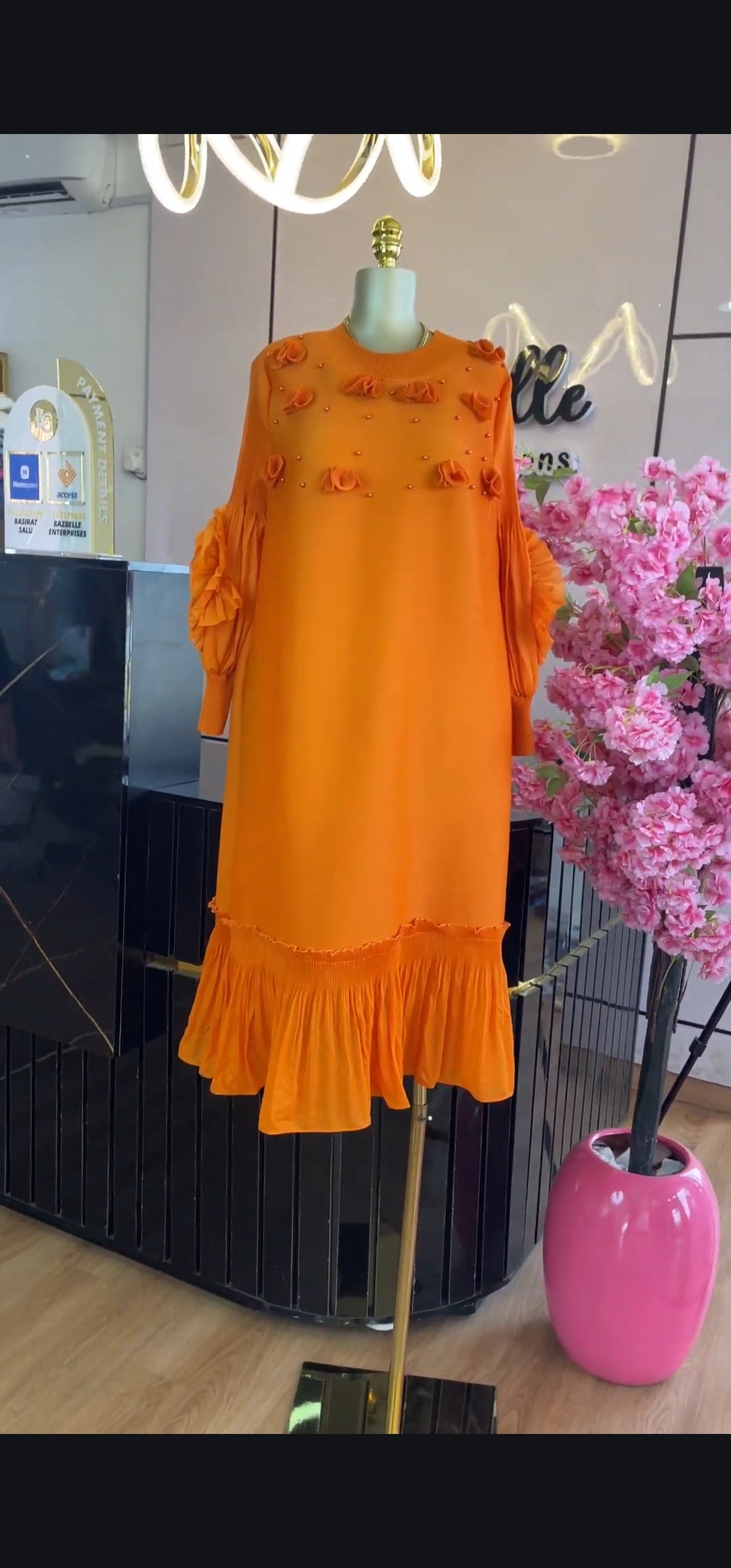 Floral detail miyaki inspired dress