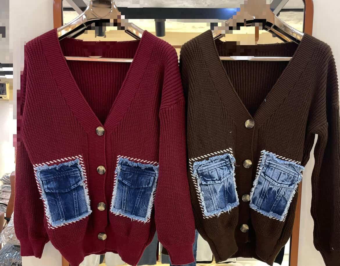 Denim mix sweat shirt