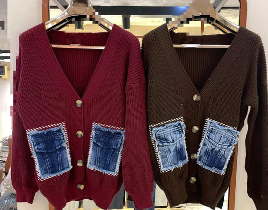 Denim mix sweat shirt