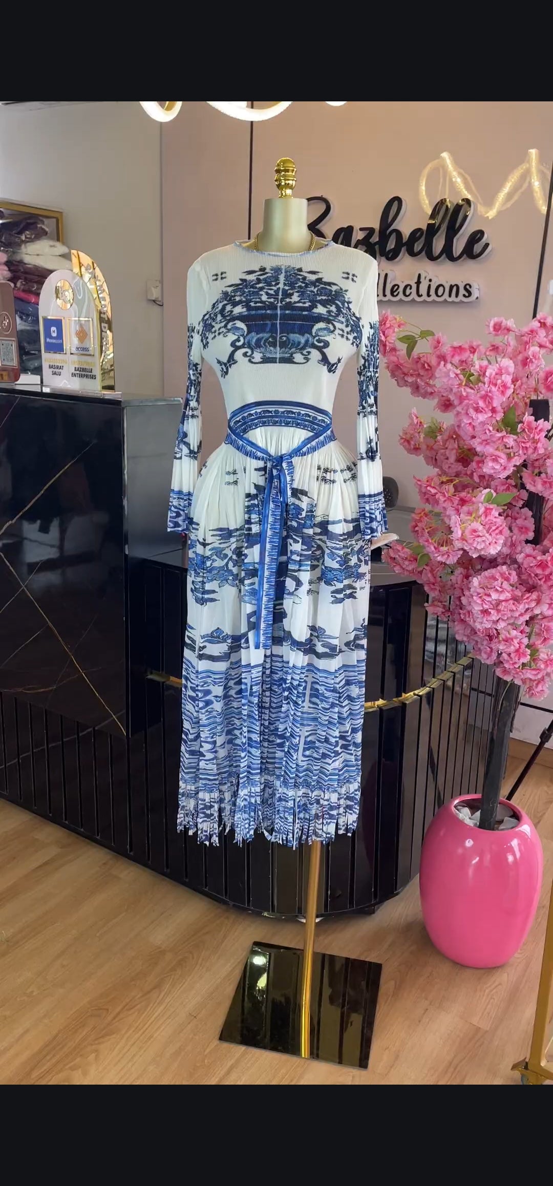 Vintage print miyaki inspired dress