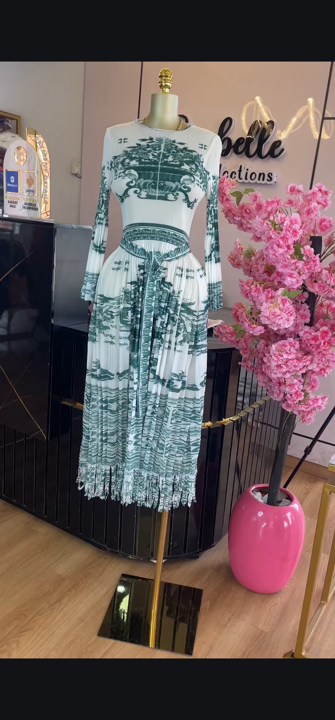 Vintage print miyaki inspired dress