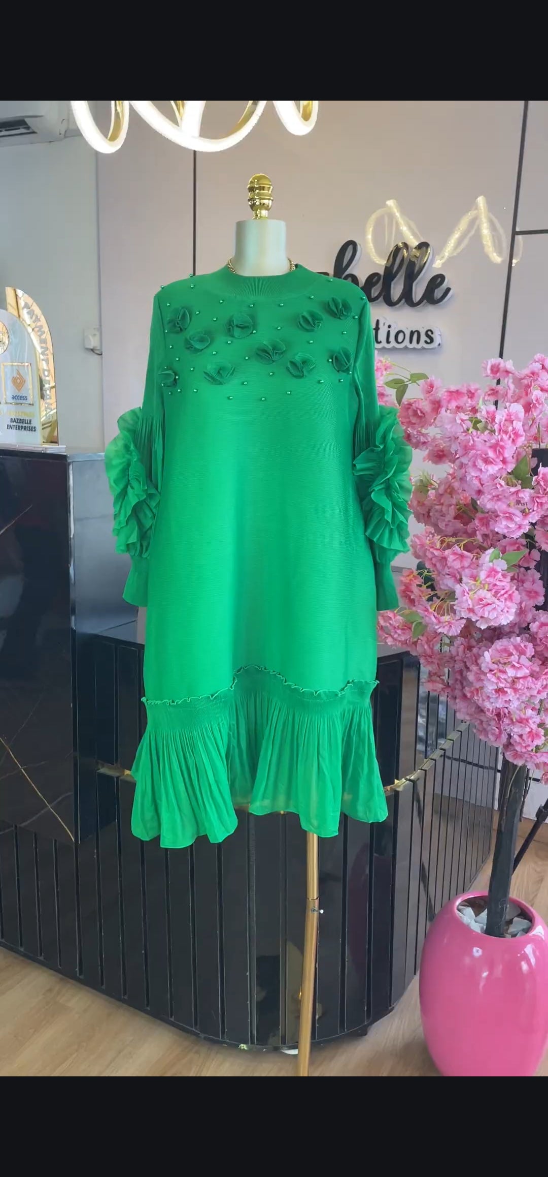 Floral detail miyaki inspired dress