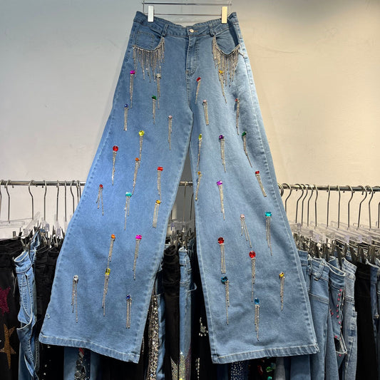 Stoned tassel jean