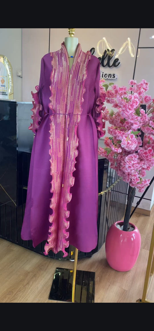 Ruffle detail miyaki dress