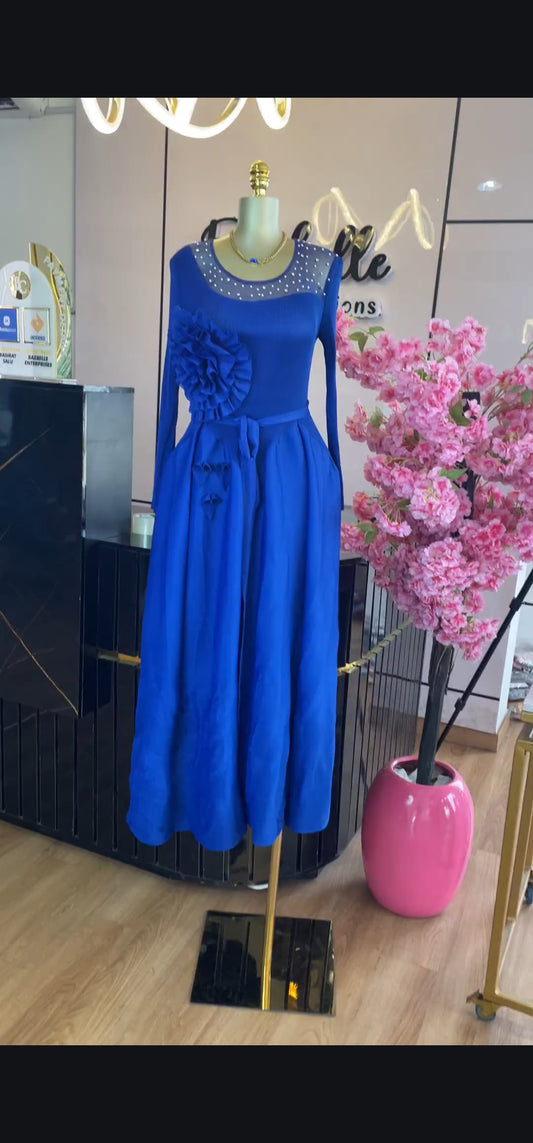 Floral detail miyaki inspired dress